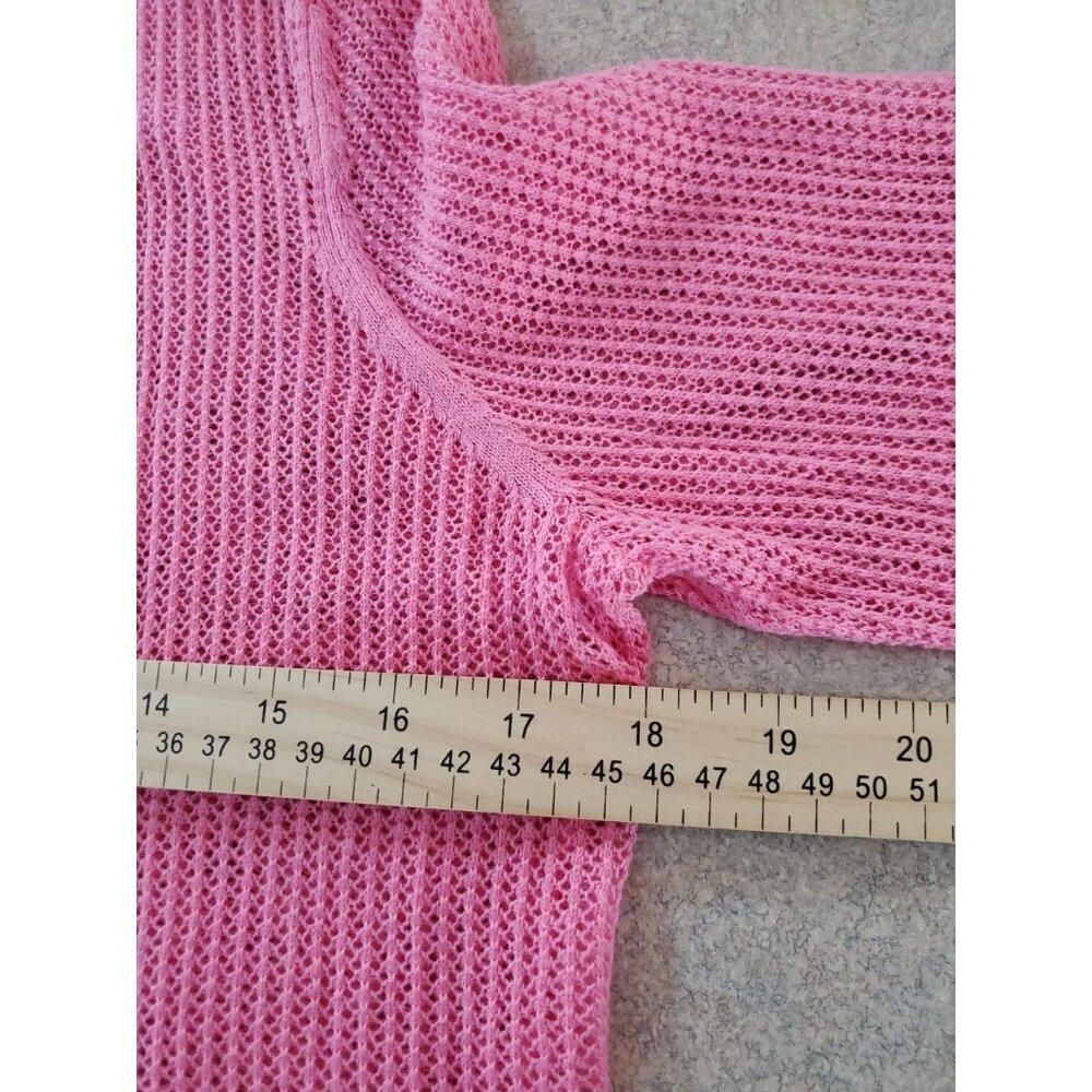 Talbots Pink Cropped Open-Front Knit Cardigan size Small - Picture 9 of 12